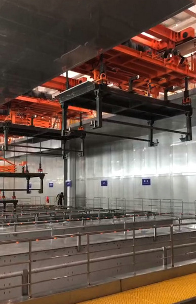 比亞迪車(chē)架前處理電泳雙軌